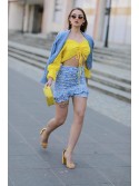 Blue ruffled mini skirt with floral ruffles 3861 - Online store - Boutique